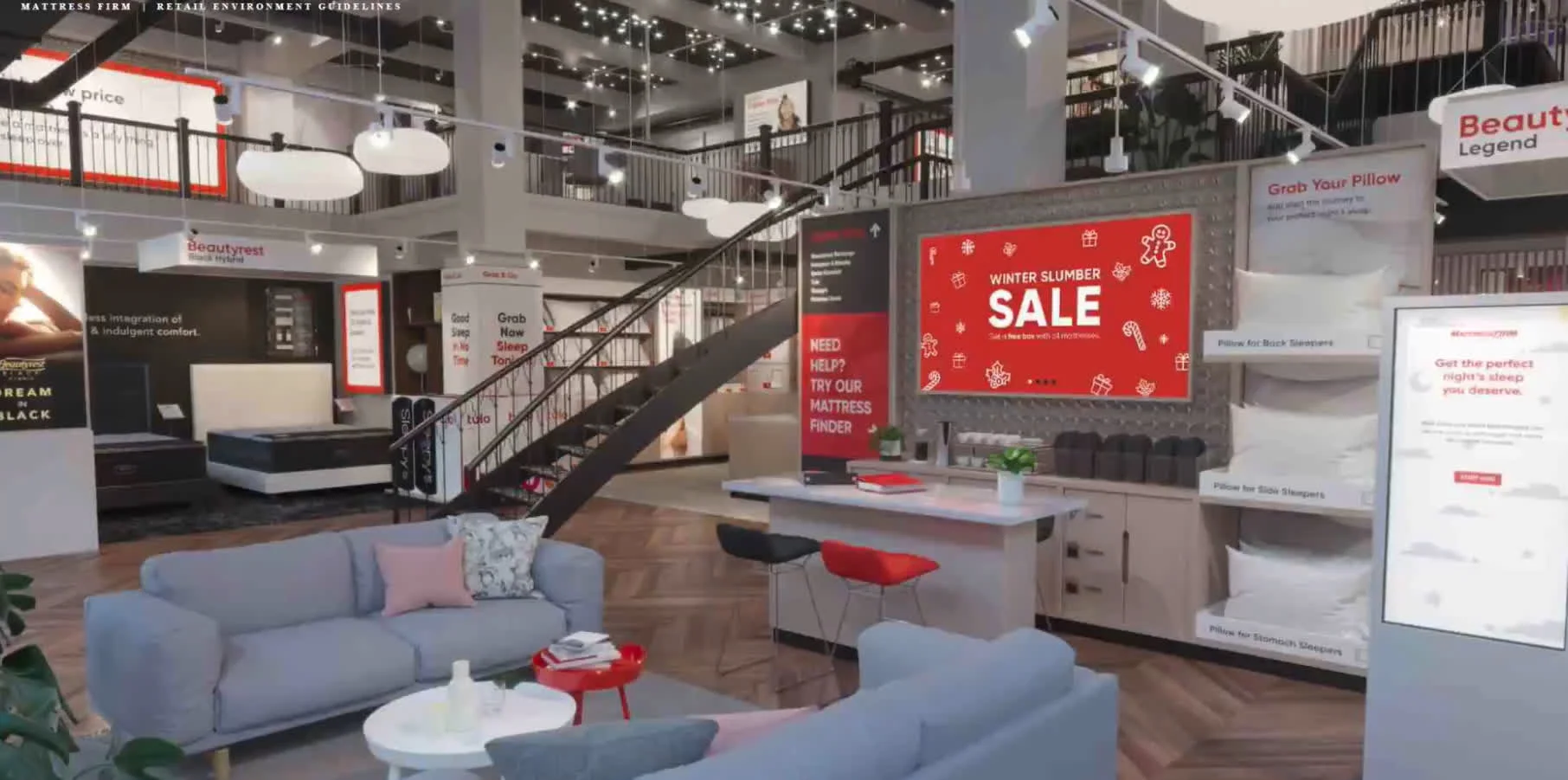 Mattress Firm flagship redesign, store interior